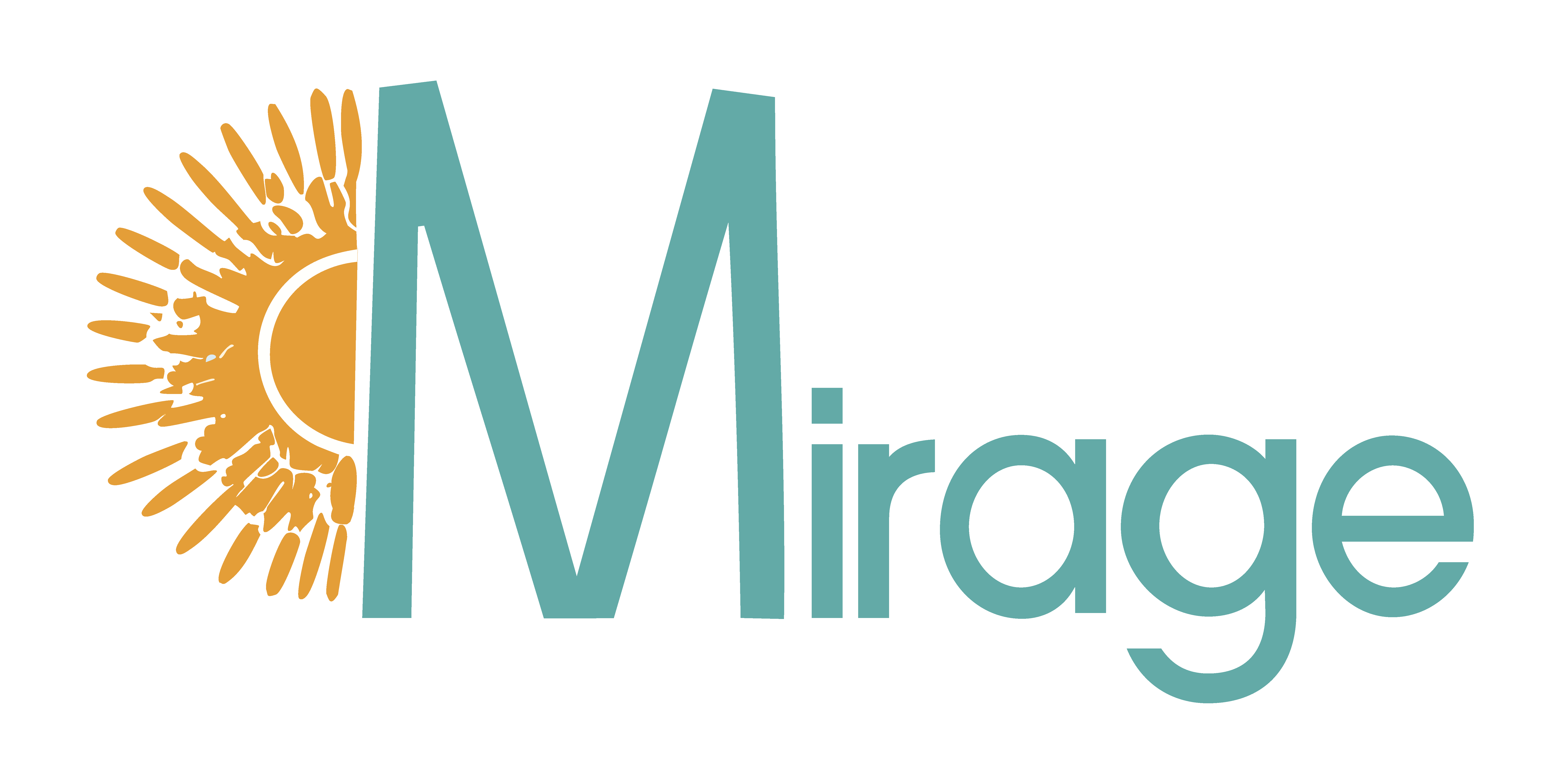The image features the word "Mirage" with a sunburst graphic to the left of the letter
